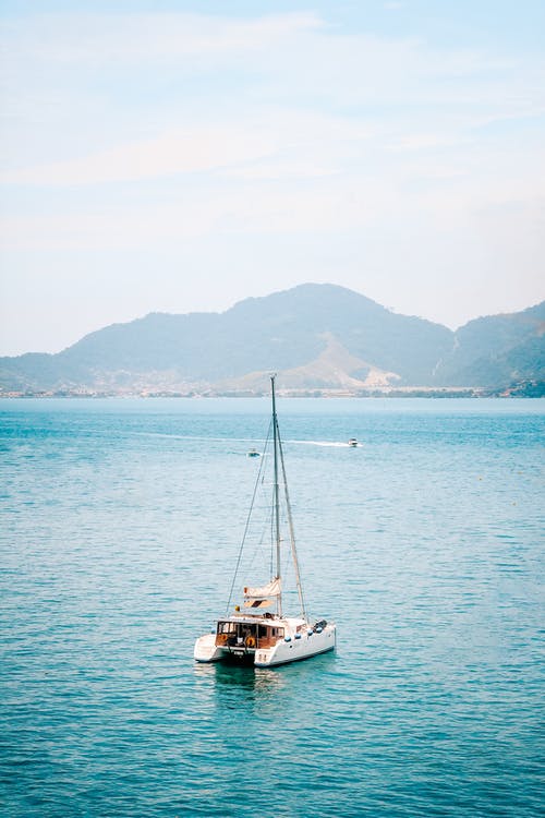 Boat moored in a bay off Lipari
